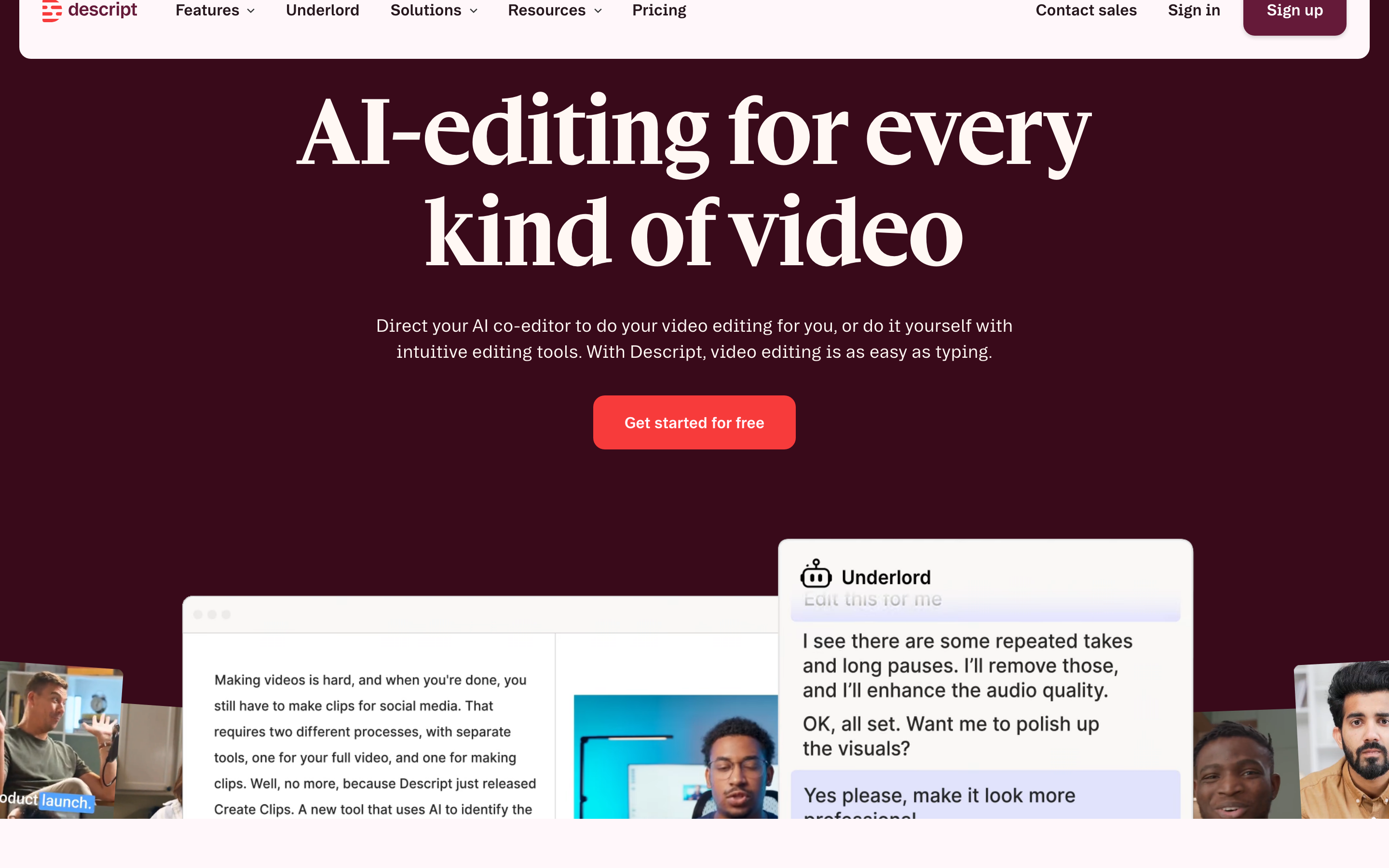 Descript screenshot
