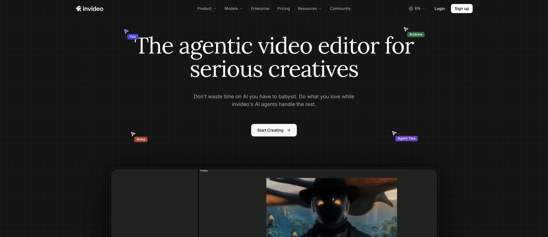 InVideo landing page for its agentic video editor
